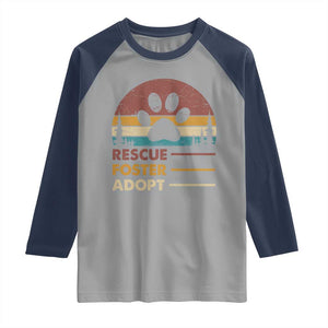 Rescue Dog Raglan Shirt Retro Adopt Rescue Foster Animal Shelter Volunteer TS10 Sport Gray Navy Print Your Wear