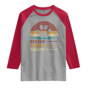 Rescue Dog Raglan Shirt Retro Adopt Rescue Foster Animal Shelter Volunteer TS10 Sport Gray Red Print Your Wear