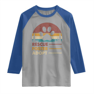 Rescue Dog Raglan Shirt Retro Adopt Rescue Foster Animal Shelter Volunteer TS10 Sport Gray Royal Print Your Wear