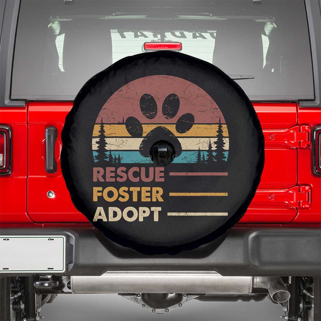 Rescue Dog Spare Tire Cover Retro Adopt Rescue Foster Animal Shelter Volunteer TS10 Black Print Your Wear