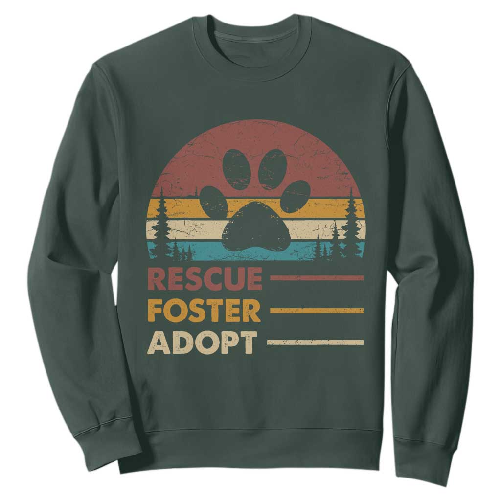 Rescue Dog Sweatshirt Retro Adopt Rescue Foster Animal Shelter Volunteer TS10 Dark Forest Green Print Your Wear