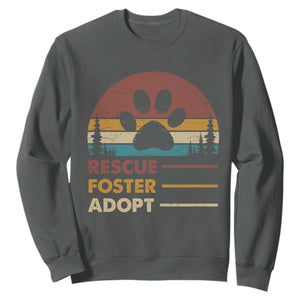 Rescue Dog Sweatshirt Retro Adopt Rescue Foster Animal Shelter Volunteer TS10 Dark Heather Print Your Wear