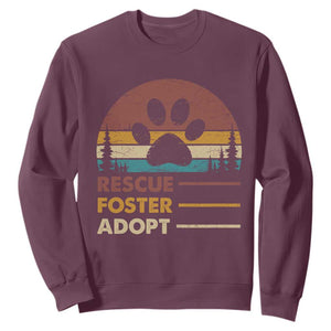 Rescue Dog Sweatshirt Retro Adopt Rescue Foster Animal Shelter Volunteer TS10 Maroon Print Your Wear