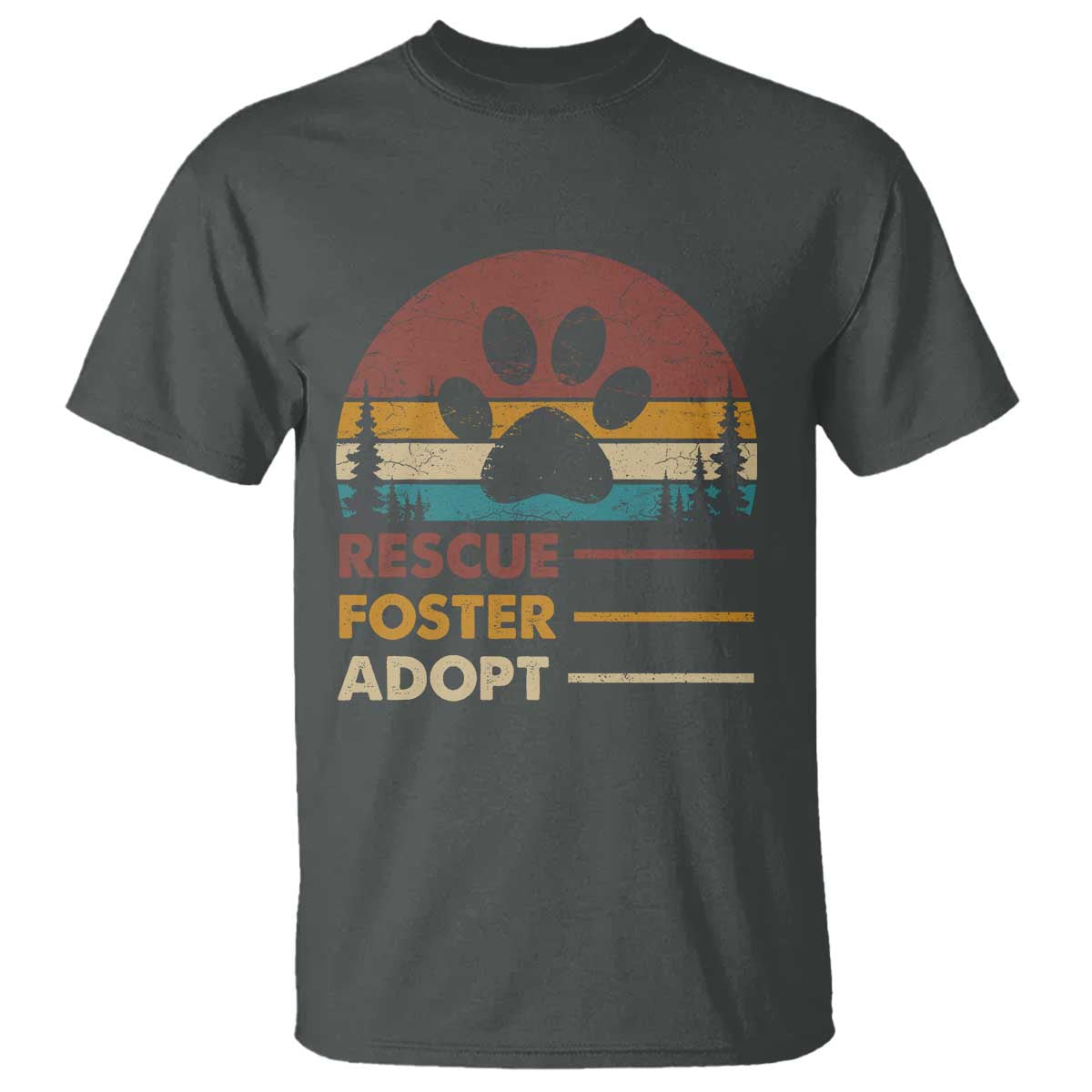 Rescue Dog T Shirt Retro Adopt Rescue Foster Animal Shelter Volunteer TS10 Dark Heather Print Your Wear