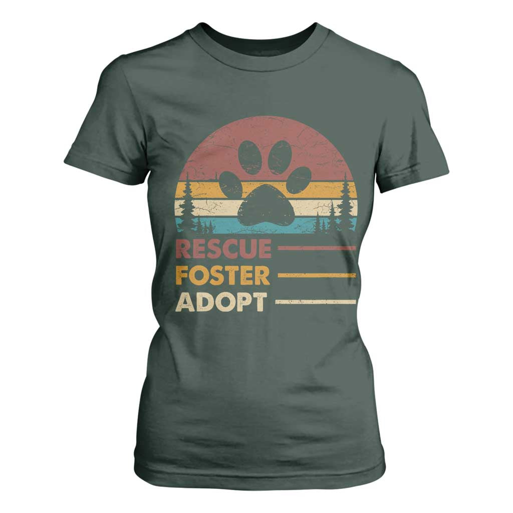 Rescue Dog T Shirt For Women Retro Adopt Rescue Foster Animal Shelter Volunteer TS10 Dark Forest Green Print Your Wear