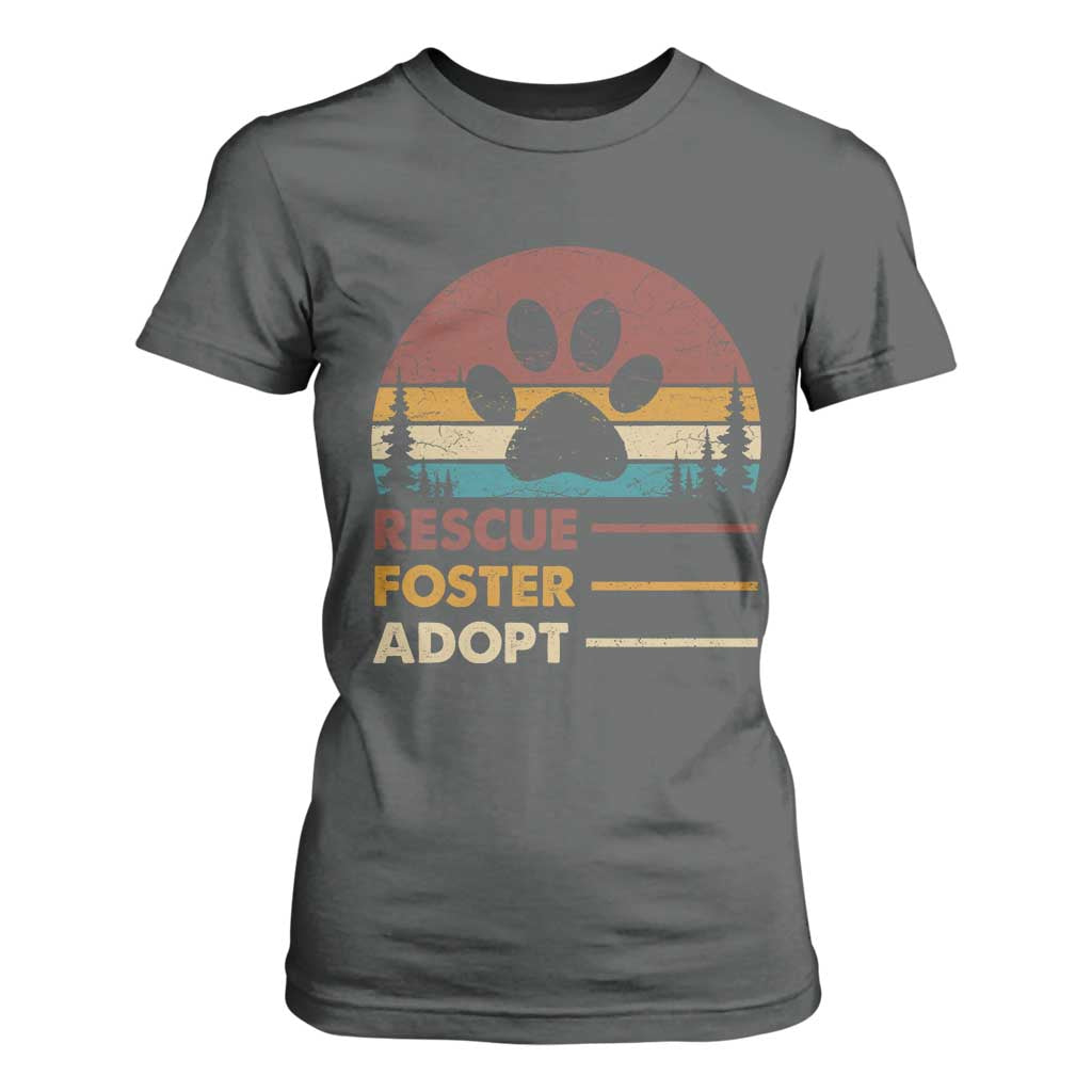 Rescue Dog T Shirt For Women Retro Adopt Rescue Foster Animal Shelter Volunteer TS10 Dark Heather Print Your Wear