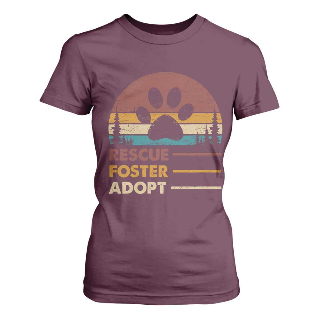 Rescue Dog T Shirt For Women Retro Adopt Rescue Foster Animal Shelter Volunteer TS10 Maroon Print Your Wear