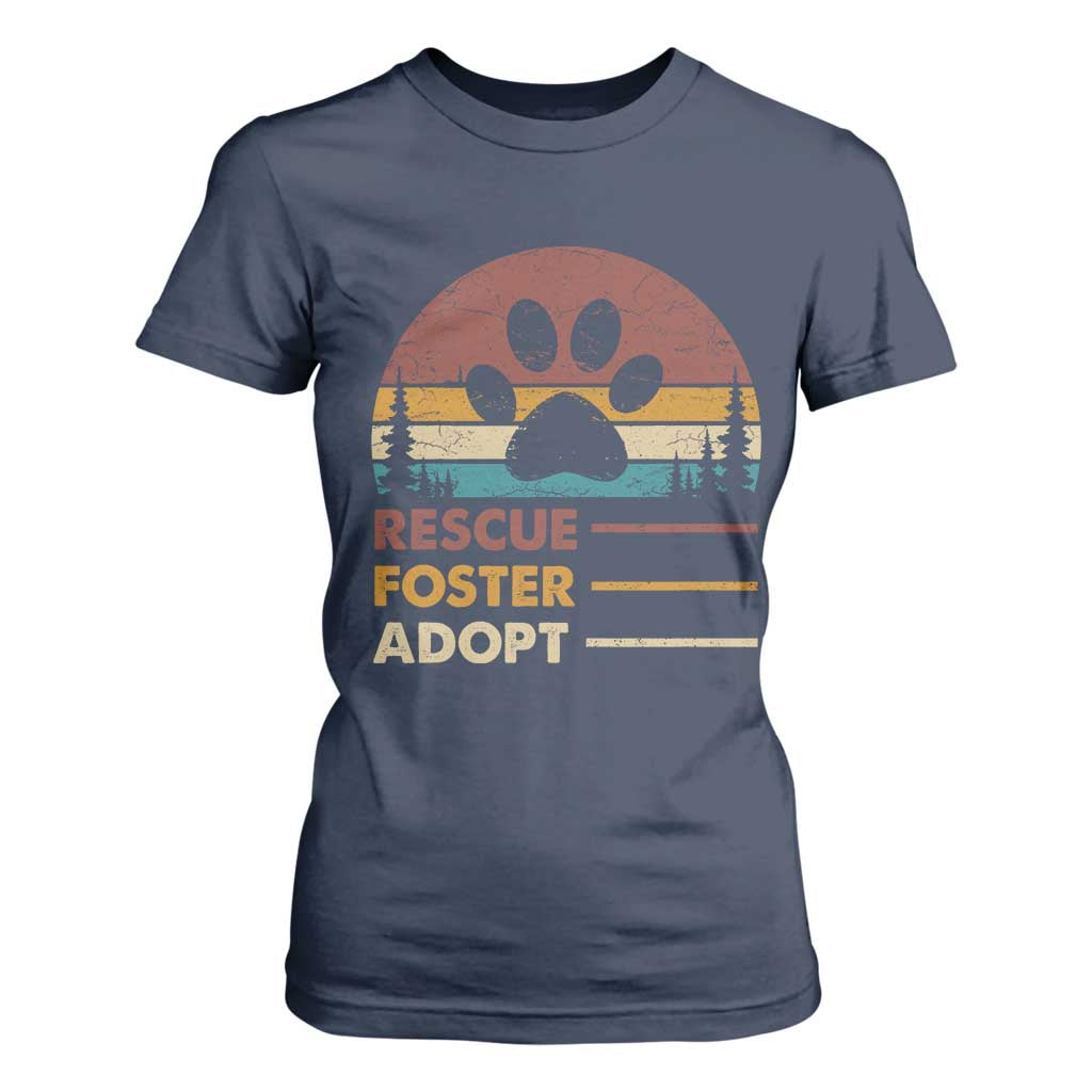 Rescue Dog T Shirt For Women Retro Adopt Rescue Foster Animal Shelter Volunteer TS10 Navy Print Your Wear