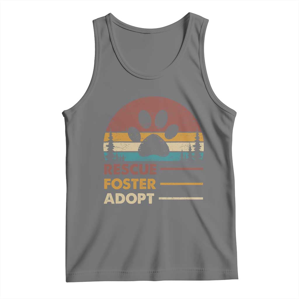 Rescue Dog Tank Top Retro Adopt Rescue Foster Animal Shelter Volunteer TS10 Black Heather Print Your Wear