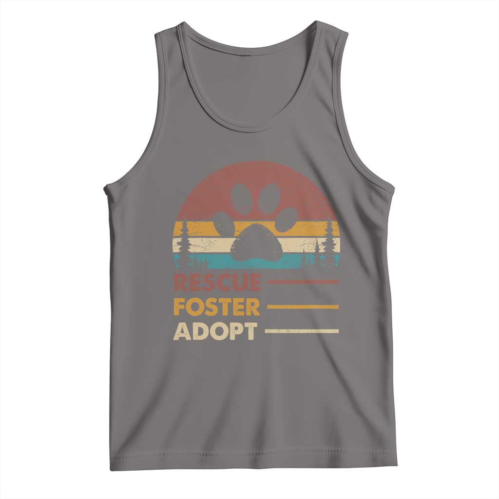 Rescue Dog Tank Top Retro Adopt Rescue Foster Animal Shelter Volunteer TS10 Deep Heather Print Your Wear