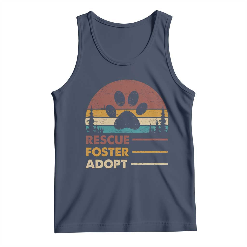 Rescue Dog Tank Top Retro Adopt Rescue Foster Animal Shelter Volunteer TS10 Navy Print Your Wear
