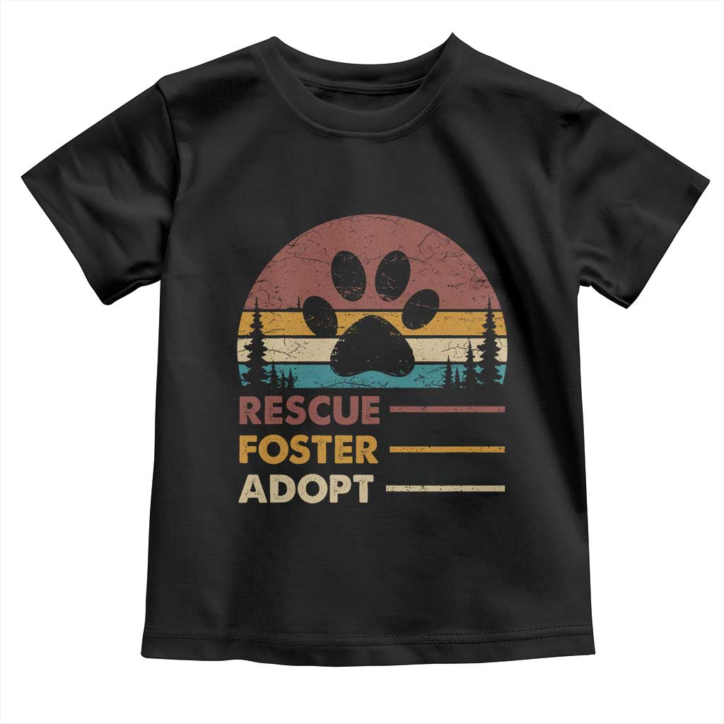 Rescue Dog Toddler T Shirt Retro Adopt Rescue Foster Animal Shelter Volunteer TS10 Black Print Your Wear