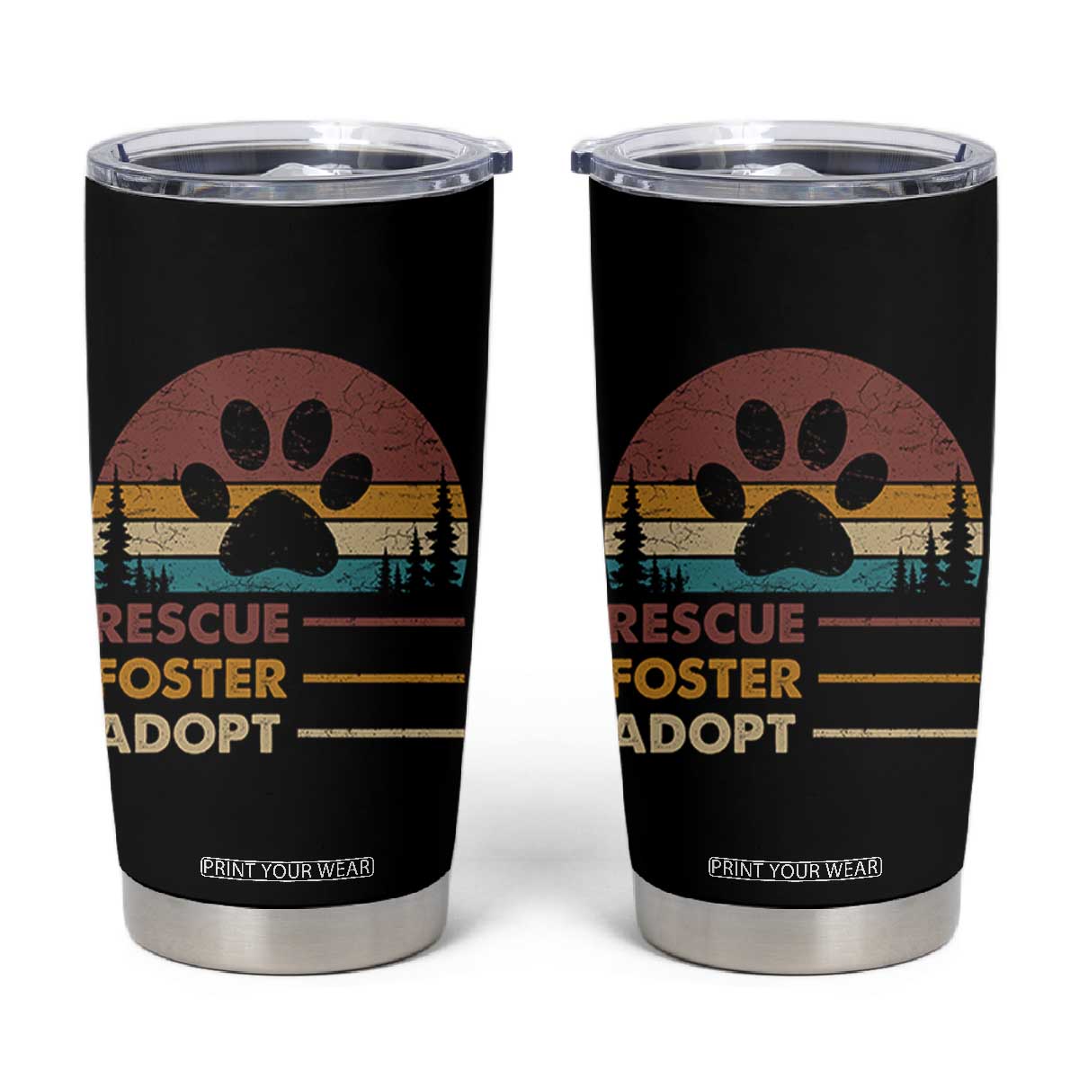 Rescue Dog Tumbler Cup Retro Adopt Rescue Foster Animal Shelter Volunteer TS10 Black Print Your Wear