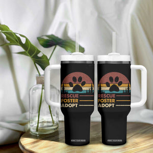 Rescue Dog Tumbler With Handle Retro Adopt Rescue Foster Animal Shelter Volunteer TS10 Print Your Wear