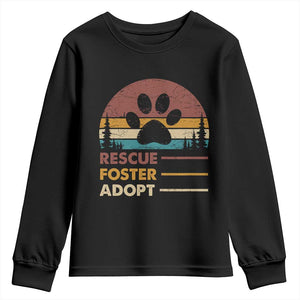 Rescue Dog Youth Sweatshirt Retro Adopt Rescue Foster Animal Shelter Volunteer TS10 Black Print Your Wear
