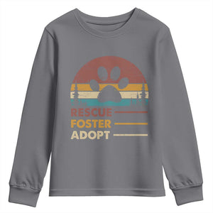 Rescue Dog Youth Sweatshirt Retro Adopt Rescue Foster Animal Shelter Volunteer TS10 Charcoal Print Your Wear