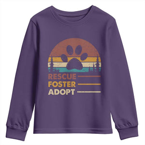 Rescue Dog Youth Sweatshirt Retro Adopt Rescue Foster Animal Shelter Volunteer TS10 Purple Print Your Wear
