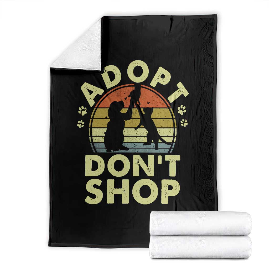 Adopt Dont Shop Throw Blanket Vintage Retro Cat Dog Rescue Animal Lovers Shelter Volunteer TS10 Black Print Your Wear