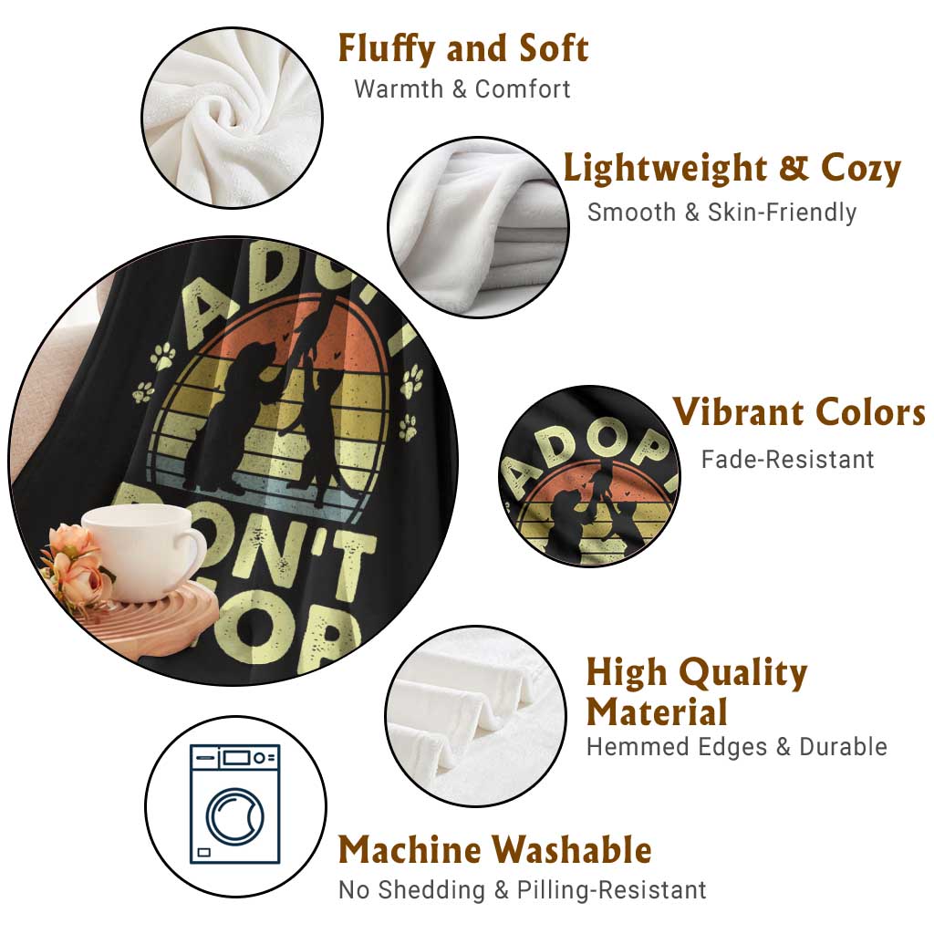 Adopt Dont Shop Throw Blanket Vintage Retro Cat Dog Rescue Animal Lovers Shelter Volunteer TS10 Print Your Wear