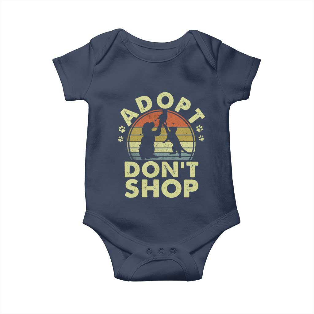 Adopt Dont Shop Baby Onesie Vintage Retro Cat Dog Rescue Animal Lovers Shelter Volunteer TS10 Navy Print Your Wear