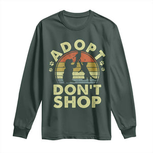 Adopt Dont Shop Long Sleeve Shirt Vintage Retro Cat Dog Rescue Animal Lovers Shelter Volunteer TS10 Dark Forest Green Print Your Wear