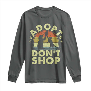 Adopt Dont Shop Long Sleeve Shirt Vintage Retro Cat Dog Rescue Animal Lovers Shelter Volunteer TS10 Dark Heather Print Your Wear