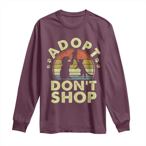 Adopt Dont Shop Long Sleeve Shirt Vintage Retro Cat Dog Rescue Animal Lovers Shelter Volunteer TS10 Maroon Print Your Wear