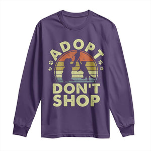 Adopt Dont Shop Long Sleeve Shirt Vintage Retro Cat Dog Rescue Animal Lovers Shelter Volunteer TS10 Purple Print Your Wear