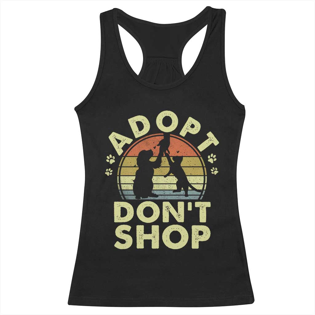 Adopt Dont Shop Racerback Tank Top Vintage Retro Cat Dog Rescue Animal Lovers Shelter Volunteer TS10 Black Print Your Wear