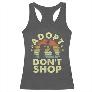 Adopt Dont Shop Racerback Tank Top Vintage Retro Cat Dog Rescue Animal Lovers Shelter Volunteer TS10 Dark Heather Print Your Wear