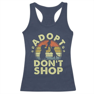 Adopt Dont Shop Racerback Tank Top Vintage Retro Cat Dog Rescue Animal Lovers Shelter Volunteer TS10 Navy Print Your Wear