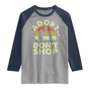 Adopt Dont Shop Raglan Shirt Vintage Retro Cat Dog Rescue Animal Lovers Shelter Volunteer TS10 Sport Gray Navy Print Your Wear