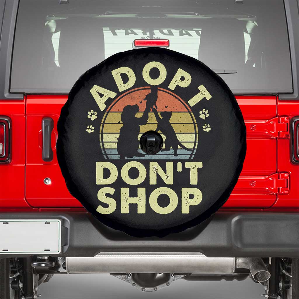 Adopt Dont Shop Spare Tire Cover Vintage Retro Cat Dog Rescue Animal Lovers Shelter Volunteer TS10 Black Print Your Wear