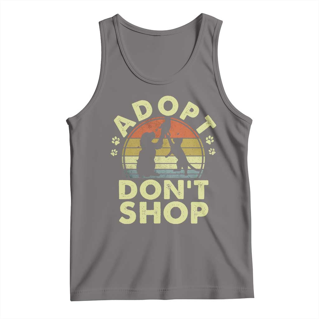 Adopt Dont Shop Tank Top Vintage Retro Cat Dog Rescue Animal Lovers Shelter Volunteer TS10 Deep Heather Print Your Wear