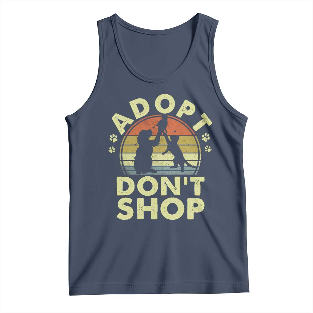 Adopt Dont Shop Tank Top Vintage Retro Cat Dog Rescue Animal Lovers Shelter Volunteer TS10 Navy Print Your Wear