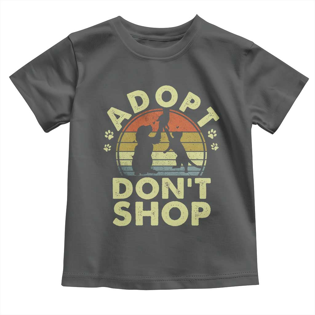 Adopt Dont Shop Toddler T Shirt Vintage Retro Cat Dog Rescue Animal Lovers Shelter Volunteer TS10 Dark Heather Print Your Wear
