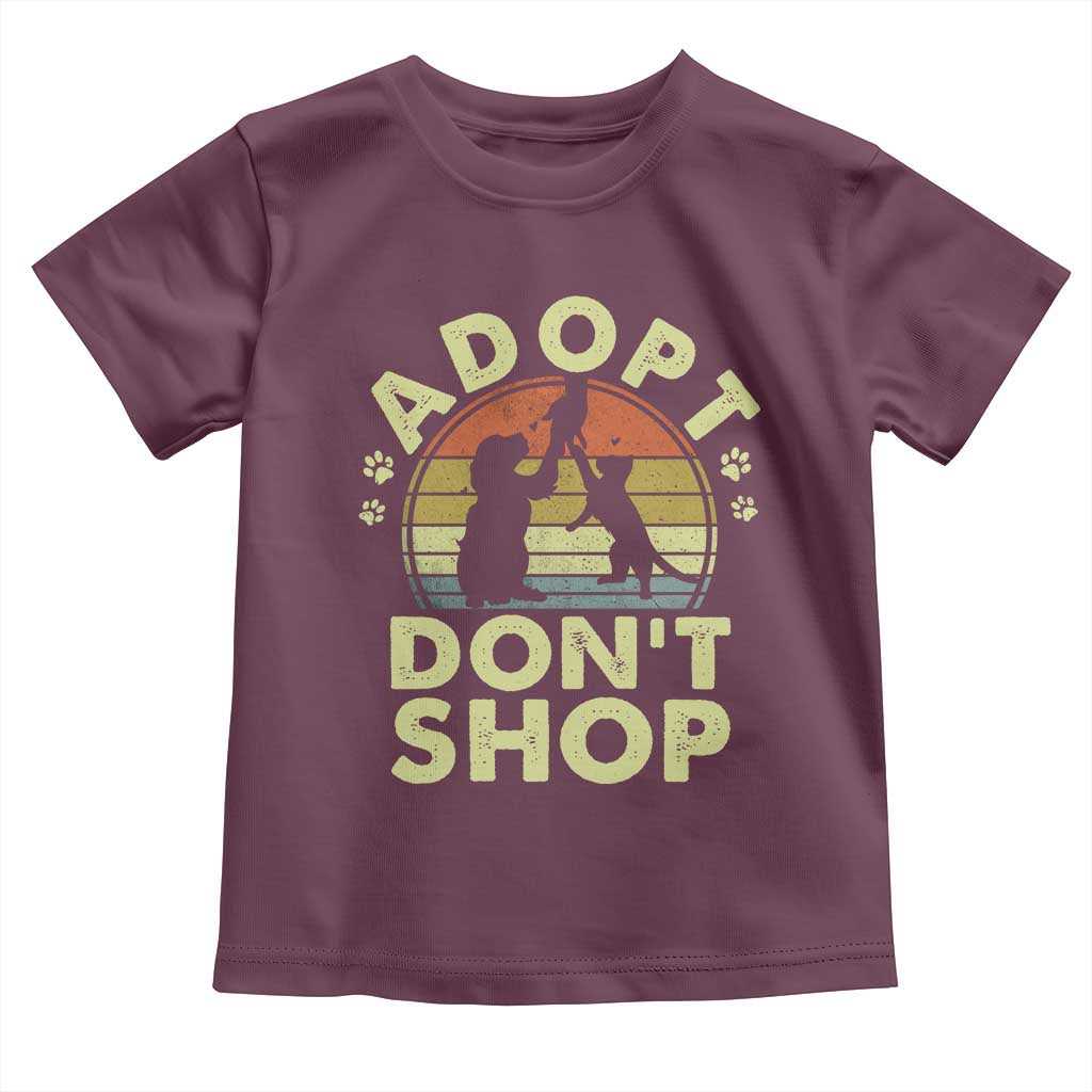 Adopt Dont Shop Toddler T Shirt Vintage Retro Cat Dog Rescue Animal Lovers Shelter Volunteer TS10 Maroon Print Your Wear