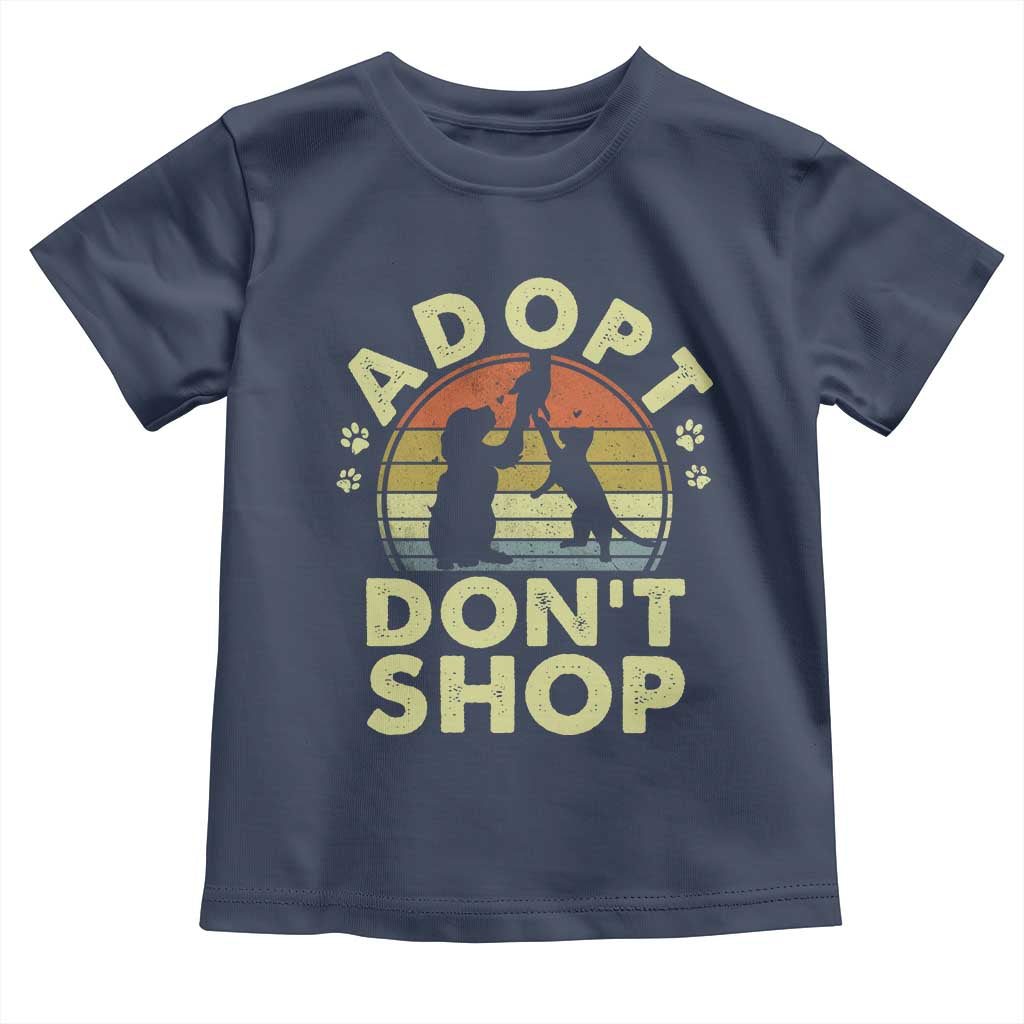 Adopt Dont Shop Toddler T Shirt Vintage Retro Cat Dog Rescue Animal Lovers Shelter Volunteer TS10 Navy Print Your Wear