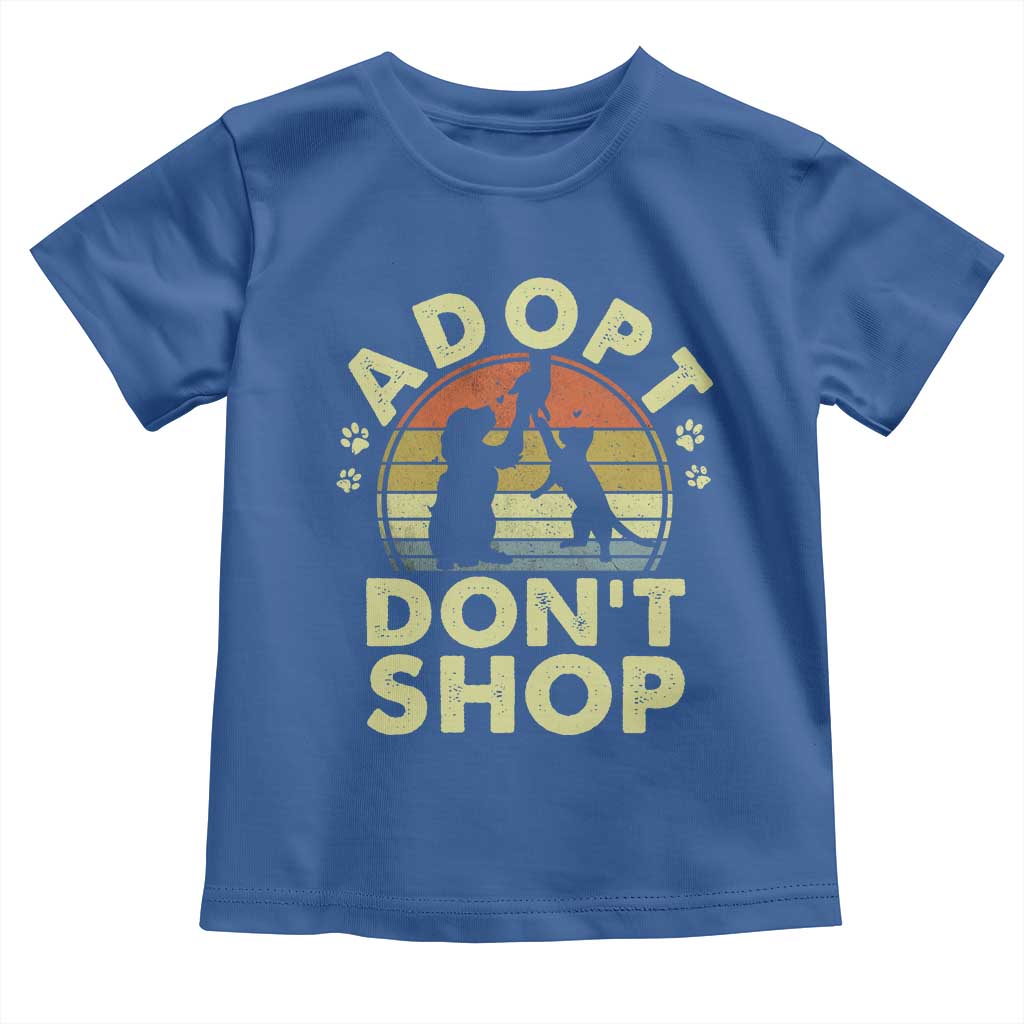 Adopt Dont Shop Toddler T Shirt Vintage Retro Cat Dog Rescue Animal Lovers Shelter Volunteer TS10 Royal Blue Print Your Wear