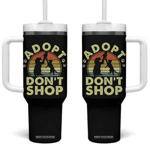 Adopt Dont Shop Tumbler With Handle Vintage Retro Cat Dog Rescue Animal Lovers Shelter Volunteer TS10 One Size: 40 oz Black Print Your Wear