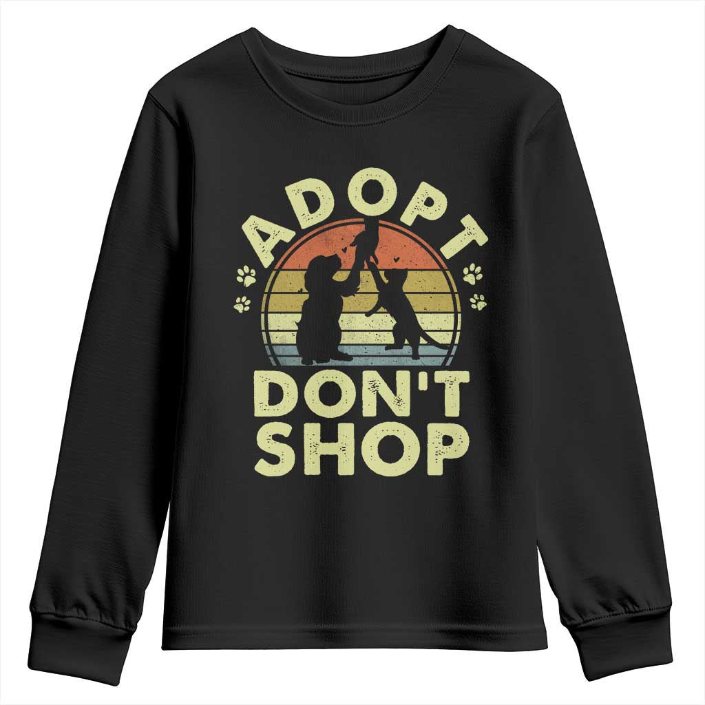 Adopt Dont Shop Youth Sweatshirt Vintage Retro Cat Dog Rescue Animal Lovers Shelter Volunteer TS10 Black Print Your Wear