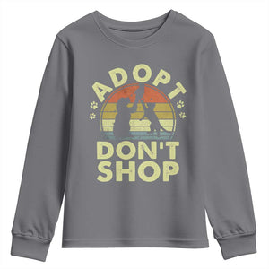 Adopt Dont Shop Youth Sweatshirt Vintage Retro Cat Dog Rescue Animal Lovers Shelter Volunteer TS10 Charcoal Print Your Wear