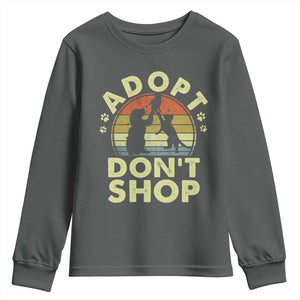 Adopt Dont Shop Youth Sweatshirt Vintage Retro Cat Dog Rescue Animal Lovers Shelter Volunteer TS10 Dark Heather Print Your Wear
