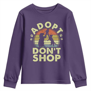Adopt Dont Shop Youth Sweatshirt Vintage Retro Cat Dog Rescue Animal Lovers Shelter Volunteer TS10 Purple Print Your Wear