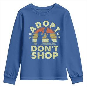 Adopt Dont Shop Youth Sweatshirt Vintage Retro Cat Dog Rescue Animal Lovers Shelter Volunteer TS10 Royal Blue Print Your Wear