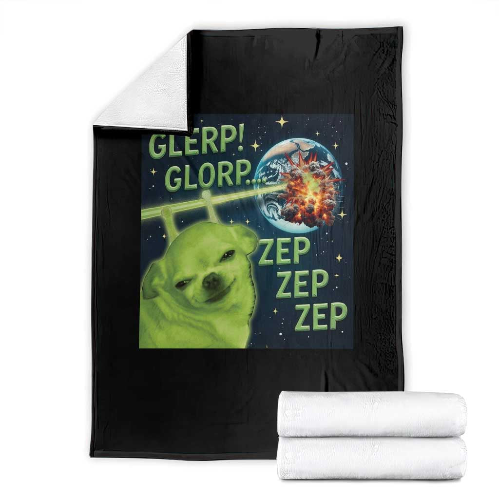Funny Alien Dog Meme Throw Blanket Glorp Zep Sci-Fi Humor Chihuahua TS10 Black Print Your Wear