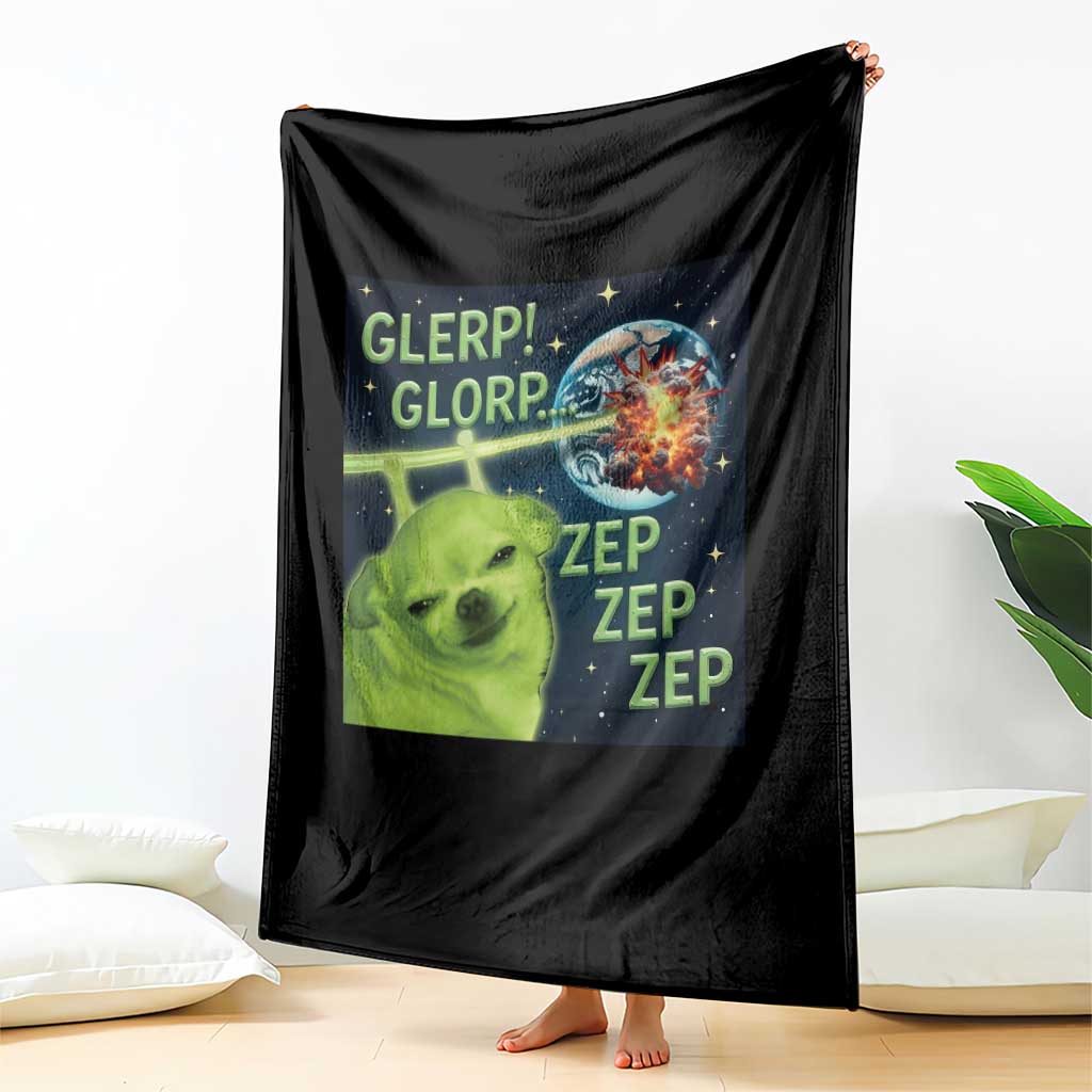 Funny Alien Dog Meme Throw Blanket Glorp Zep Sci-Fi Humor Chihuahua TS10 Print Your Wear