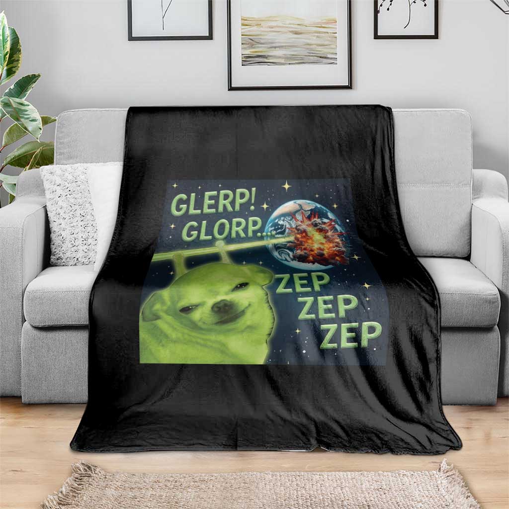 Funny Alien Dog Meme Throw Blanket Glorp Zep Sci-Fi Humor Chihuahua TS10 Print Your Wear