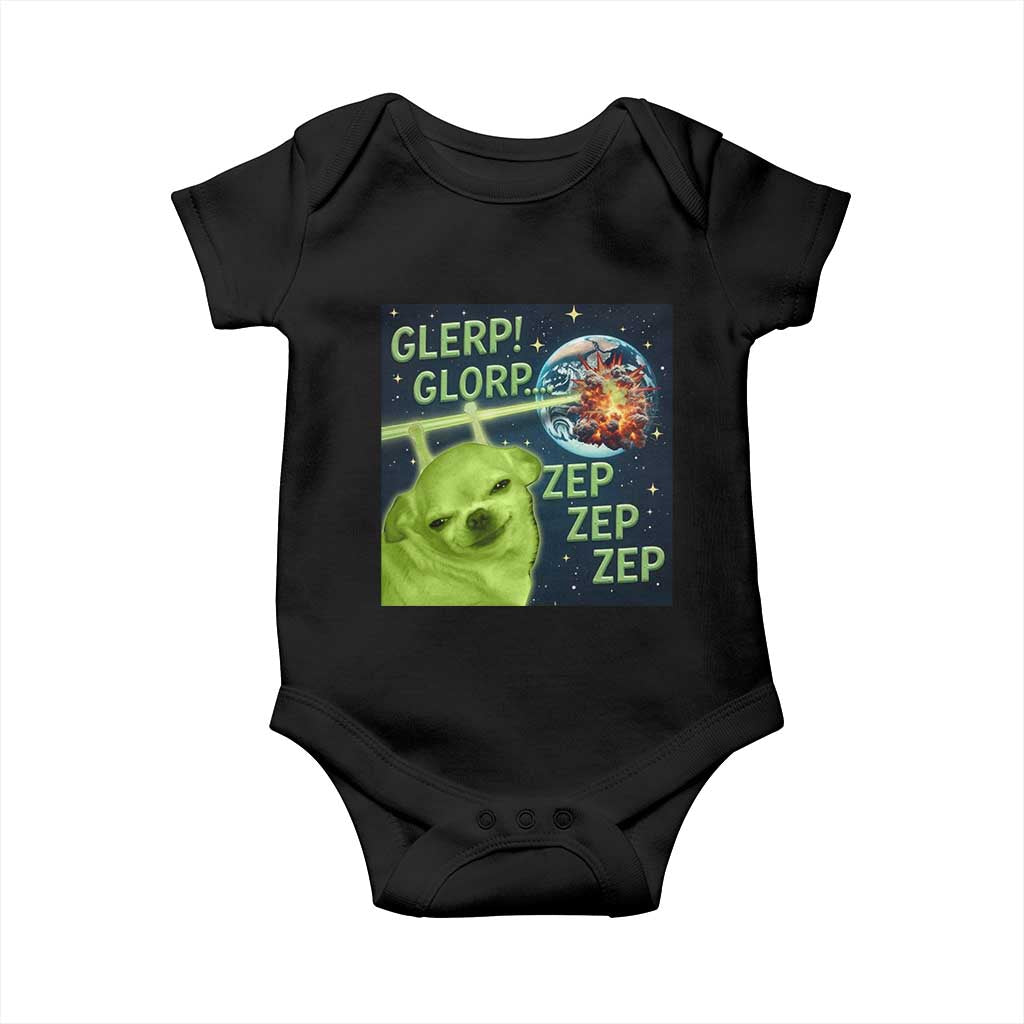 Funny Alien Dog Meme Baby Onesie Glorp Zep Sci-Fi Humor Chihuahua TS10 Black Print Your Wear