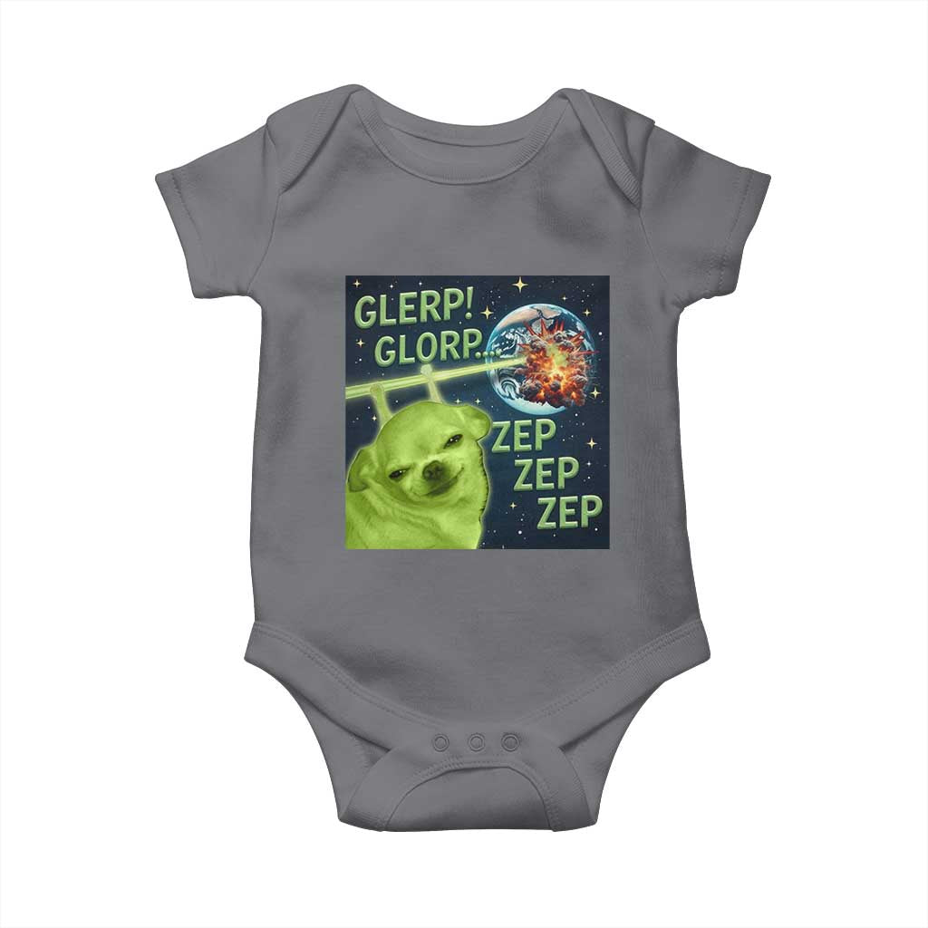 Funny Alien Dog Meme Baby Onesie Glorp Zep Sci-Fi Humor Chihuahua TS10 Charcoal Print Your Wear